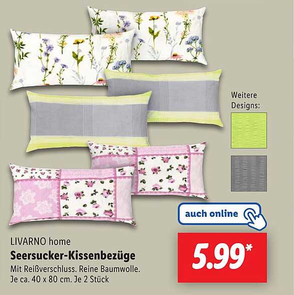 LIVARNO home Seersucker-Kissenbezüge 2 Stück
