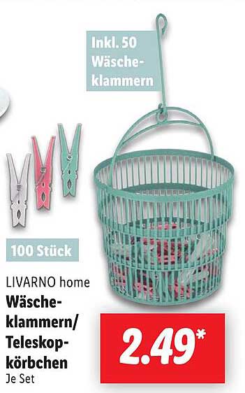 LIVARNO home Wäscheklammern/Teleskopkörbchen Je Set