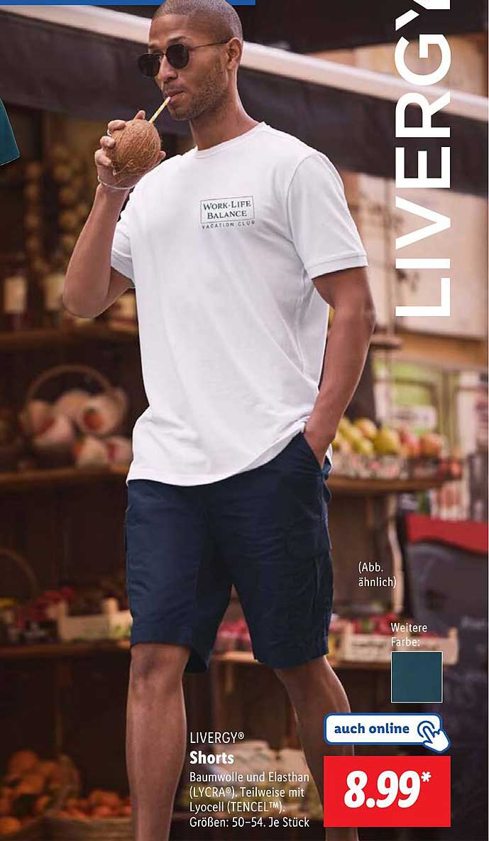 LIVERGY® Shorts aus Baumwolle und Elastan mit Lyocell