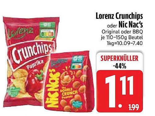 Lorenz Crunchips oder Nic Nac’s - Superpreis nur für kurze Zeit!