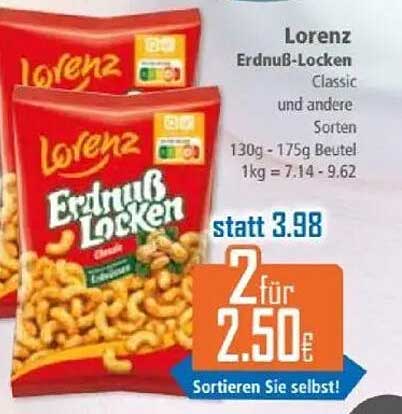 Lorenz Erdnuss-Locken Classic und andere Sorten 130g - 175g Beutel