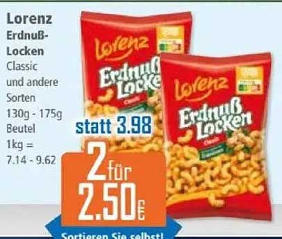 Lorenz Erdnuss-Locken Classic und andere Sorten 2 für 2,50 €