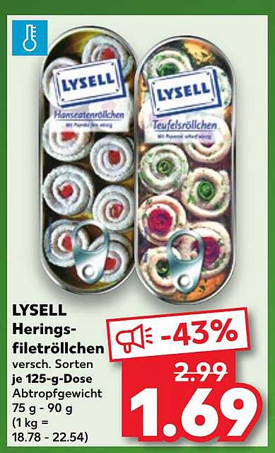 LYSELL Herings-Filet-Röllchen 125-g-Dose