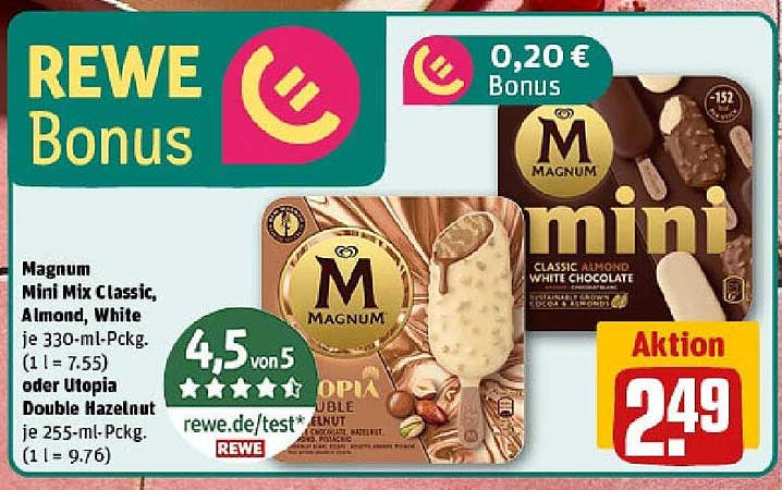 Magnum Mini Mix Classic, Almond, White und Utopia Double Hazelnut