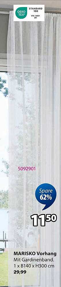 MARISKO Vorhang mit Gardinenband, 1 x B140 x H300 cm