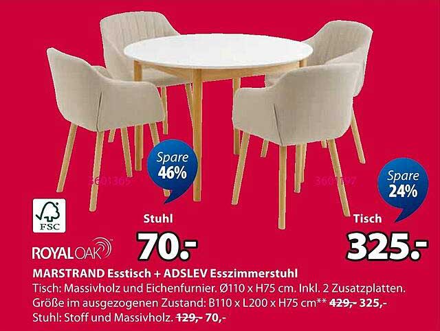 MARSTRAND Esstisch + ADSLEV Esszimmerstuhl