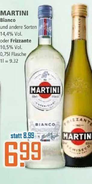 MARTINI Bianco und Frizzante 0,75l, jetzt für nur 6,99€