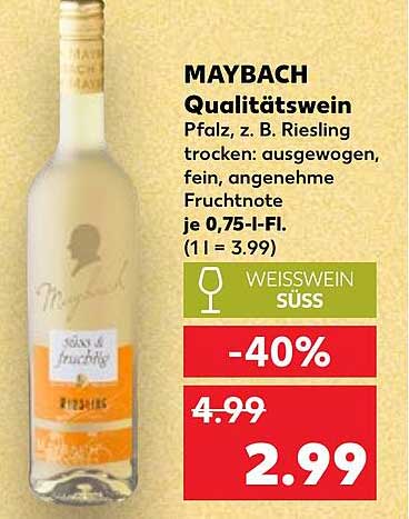 MAYBACH Qualitätswein Pfalz, z. B. Riesling trocken