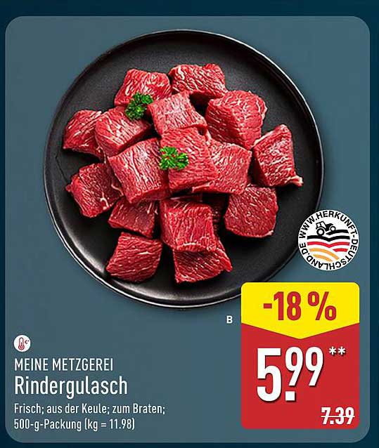 Mein Metzgerei Rindergulasch 500-g-Packung