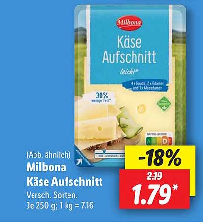 Milbona Käse Aufschnitt - Leicht