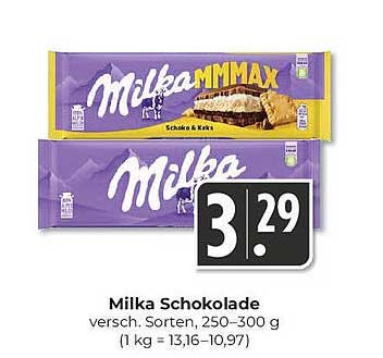 Milka Schokolade, verschiedene Sorten, 250–300 g