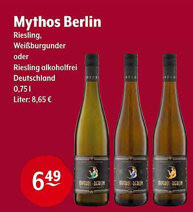 Mythos Berlin Riesling, Weißburgunder oder Riesling alkoholfrei 0,75l