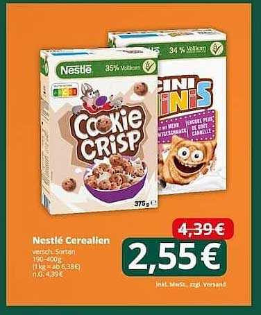 Nestlé Cerialien - Cookie Crisp und Cini Minis 375g
