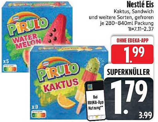 Nestlé Eis - Kaktus, Sandwich und weitere Sorten, gefroren je 280-840ml Packung