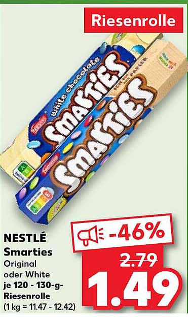 NESTLÉ Smarties Original oder White je 120 - 130-g-Riesenrolle