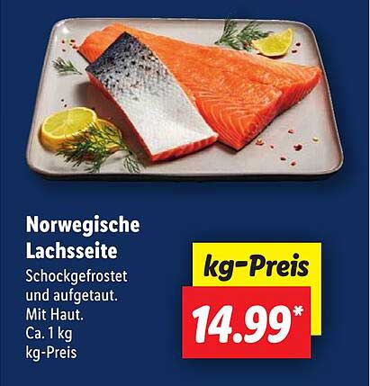 Norwegische Lachsseite - Schockgefrostet und aufgetaut