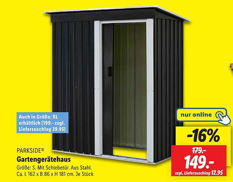 PARKSIDE® Gartengerätehaus S mit Schiebetür aus Stahl