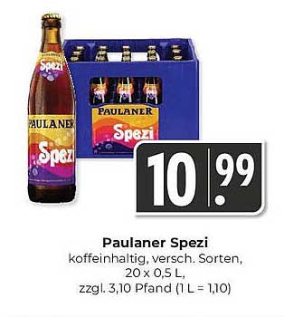 Paulaner Spezi, koffeinhaltig, versch. Sorten, 20 x 0,5 L