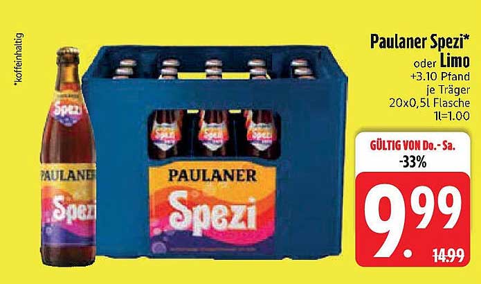 Paulaner Spezi oder Limo im Kasten