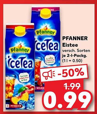 PFANNER Eistee - 50% Rabatt auf ausgewählte Sorten