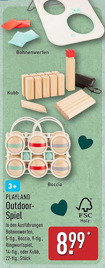 PLAYLAND Outdoor-Spiel - Bohnenwerfen, Boccia und Kubb