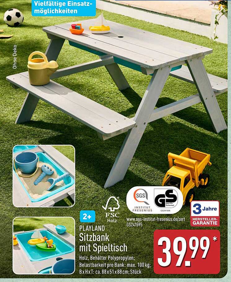 PLAYLAND Sitzbank mit Spieltisch