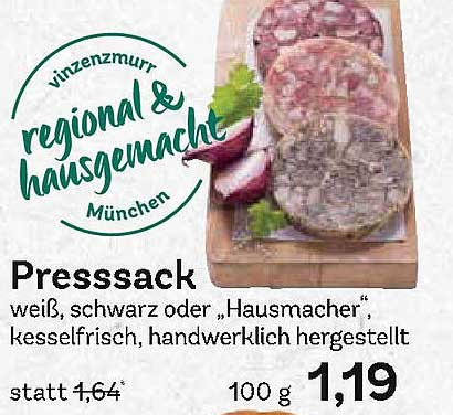 Presssack weiß, schwarz oder "Hausmacher", kesselfrisch, handwerklich hergestellt