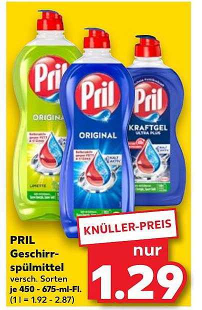 PRIL Geschirrspülmittel verschiedene Sorten 450 - 675 ml