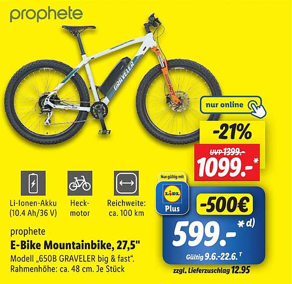 prophete E-Bike Mountainbike, 27,5"