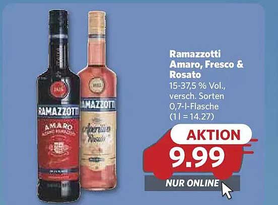 Ramazzotti Amaro, Fresco & Rosato 0,7 l Flasche
