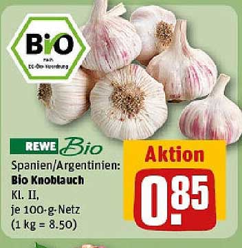 REWE Bio Knoblauch Kl. II aus Spanien/Argentinien