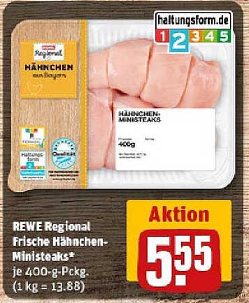 REWE Regional Frische Hähnchen-Ministeaks* je 400-g-Pckg.
