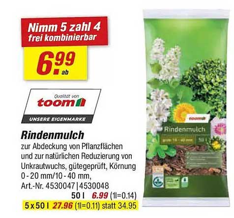 Rindenmulch zur Abdeckung von Pflanzflächen – 5 für 4 Gratisaktion