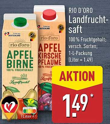 RIO D'ORO Landfruchtsaft, 100% Fruchtgehalt; verschiedene Sorten, 1-L-Packung