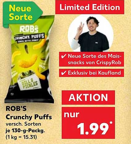 ROB'S Crunchy Puffs – Dill & Pickles