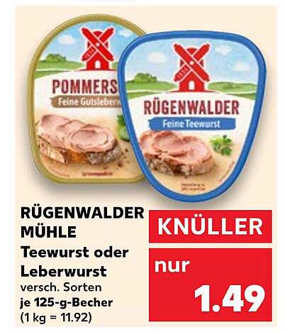 Rügenwalder Mühle Teewurst oder Leberwurst