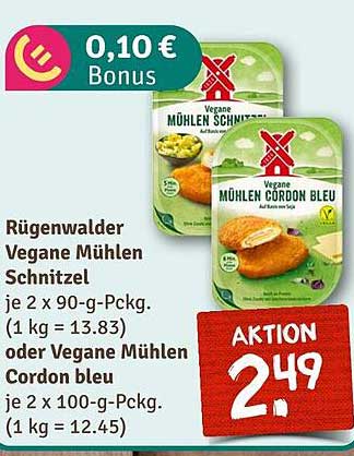 Rügenwalder Vegane Mühlen Schnitzel oder Cordon Bleu