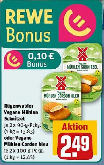 Rügenwalder Vegane Mühlen Schnitzel und Cordon Bleu