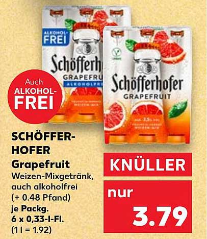 SCHÖFFERHOFER Grapefruit Weizen-Mixgetränk, auch alkoholfrei