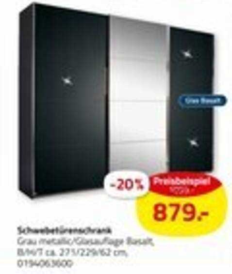 Schwebetürenschrank Grau metallic/Glas/Spiegel Basis