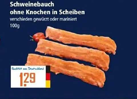 Schweinebauch ohne Knochen in Scheiben - verschieden gewürzt oder mariniert