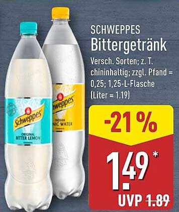 Schweppes Bittergetränk - Verschiedene Sorten