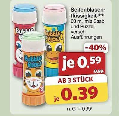 Seifenblasenflüssigkeit 60 ml mit Stab und Puzzle, verschiedene Ausführungen