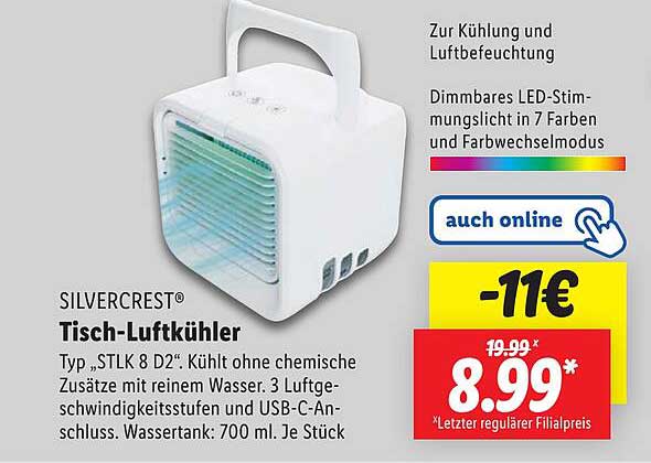 SILVERCREST® Tisch-Luftkühler Typ „STLK 8 D2“