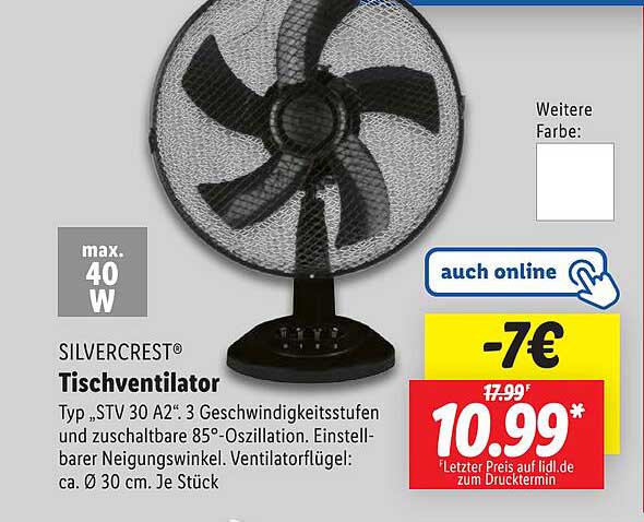 SILVERCREST® Tischventilator Typ „STV 30 A2“