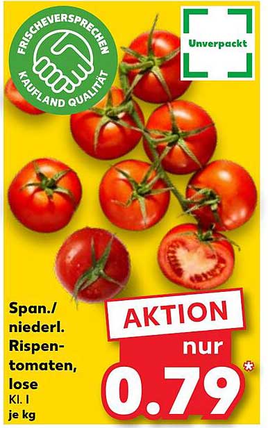 Spanische/niederländische Rispen-Tomaten, lose, Kl. I