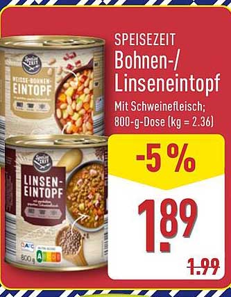Speisezeit Bohnen-/Linseneintopf mit Schweinefleisch