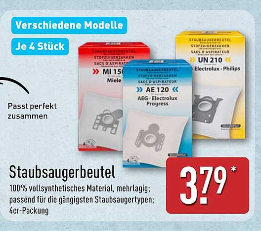 Staubsaugerbeutel – 4er-Pack für verschiedene Modelle
