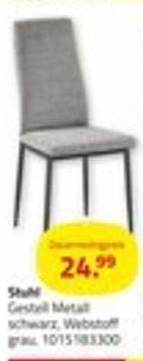 Stuhl Gestell Metal schwarz, Webstoff grau