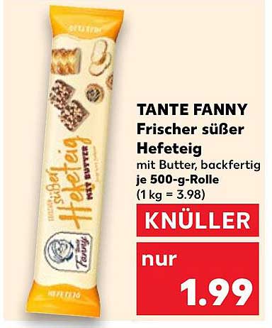 TANTE FANNY Frischer süßer Hefeteig mit Butter, backfertig